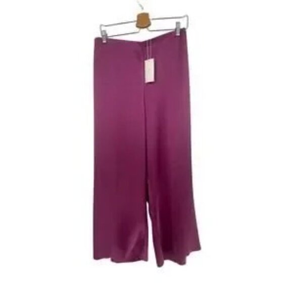 Vince Satin Wide Flare Pant Plus Size 20 NWT Purple $345 - Picture 5 of 7